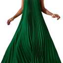 OYOANGLE Women's Summer Maxi Dress Wedding Guest Party Sleeveless Pleated Long Flowy Beach Vacation Dress, X-Large