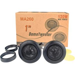 1 Inch Tweeters for Car Audio,Door Speakers,Super Tweeter Pods Component Cars Parts Black(Pair),CT-001,Wired Connection