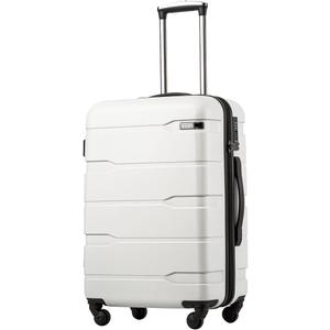 Coolife Luggage 21 x 8.5 x 15 Airline Approved Suitcase PC+ABS Spinner Built-In TSA lock Hardside Lightweight wheels (white, S(20in_carry on))