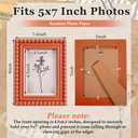 1 Pack 5 x 7 Picture Frame, Wood Beaded Boho Photo Frame, Vintage Photo Display, Wall Hanging Desk Standing Decor, Birthday Anniversary for Family, Couple, Friends (Orange)