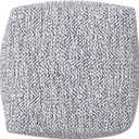 SIMPLIHOME Nate Square Pouf - 18 inch Wide Upholstered Handwoven Cotton Ottoman in Denim Melange, Boho Footstool or Extra Seating for Living Room or Bedroom with Polystyrene EPS Beads, Assembled, 18"D x 18"W x 14"H