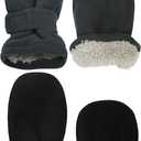 N'Ice Caps Baby Toddler Mittens Kids 2 Pairs Fleece Gloves Winter Warm Sherpa Lined (6-18 Months, Black/Charcoal Pack - Infant No Thumbs)