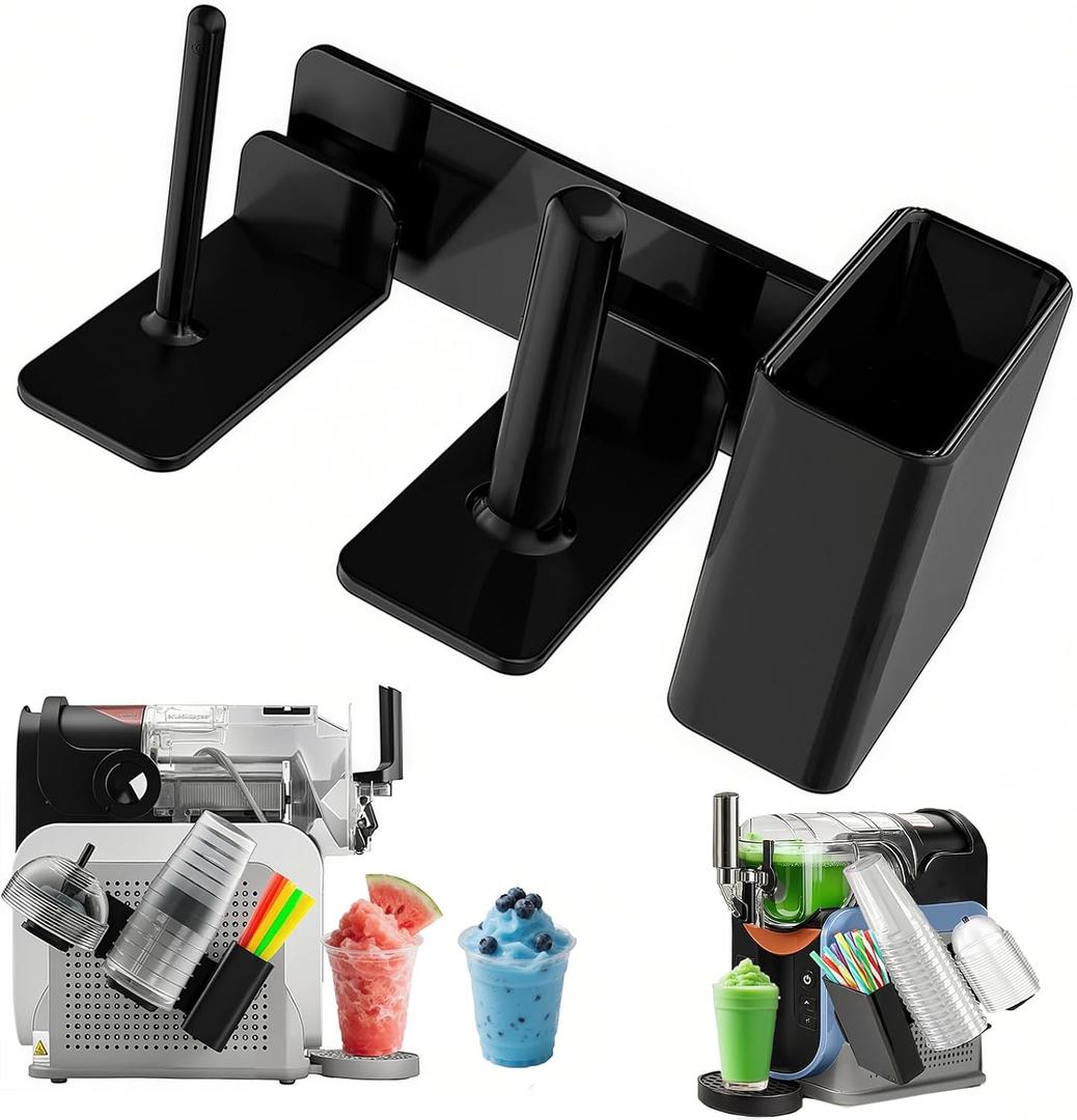 Cup Holder for Ninja Slushie Machine Fs301 & Fs300-3-In-1 Side-Mounted Holder,Lids Straws and Cup Accessories,Cup Dispenser,Cup Organizer for Ninja Slushie Machine