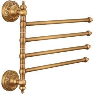 LALAFINA 4-Tier Swivel Towel Rack 10.6x9.8in Space Saving Wall Mounted Towel Holder Swinging Bar for Bathroom, Kitchen