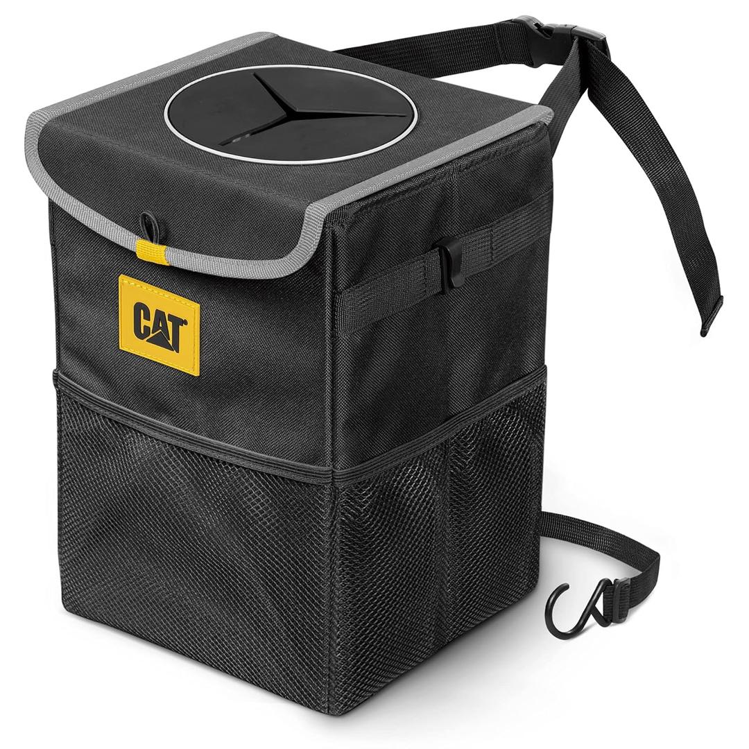 CAT Car Trash Can & Ice Cooler 2.4 Gallon Hanging Organizer with Anti-Spill Lid, Leak-Proof Waterproof Liner, Multi-Use Vehicle Bin for Cars, Trucks, SUVs Heavy-Duty Travel Accessory