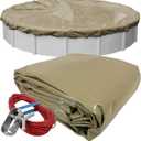 Robelle 24 ft Industrial Taupe Winter Pool Cover for Above Ground Pools, 4 ft Overlap (28 ft Cover Size), Solid 14 x 12 Scrim, 4.5 oz/yd2