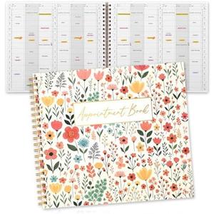 Maitys 2026-2027 Large 6 Column Salon Appointment Book for Hairstylist Spa Business, Hourly Planner 15 Minute Interval, 200 Pages Undated 6 Am 9 Pm Spiral Bound Checklist Planner(Colorful, Floral)