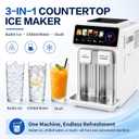 3-in-1 Countertop Ice Maker, Ice Crusher and Water Dispenser, Bullet Ice & Slush, No Ice Reloading, 33 Lb/Day, 2.2 Lb Storage, Dual Water Supply, Auto Startup Rinse, 12-Hr Timer