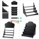 PATIKIL 4 Tiered Sticker Display Holder, Portable Postcard & Greeting Card Display Stand, Wooden Rack for Cards & Photos, 15.8 x 10.4 x 14.2, Black