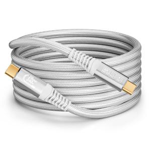 USB c Cable 15ft, USB 3.2 Gen 20Gbps 4K@144Hz Video Cable 240W Data Transfer Cable for iPhone 16,S25 Tablet,Laptop USBC Monitor Video Display White USB-c to USB-c Cable 15ft(16FT/5M)
