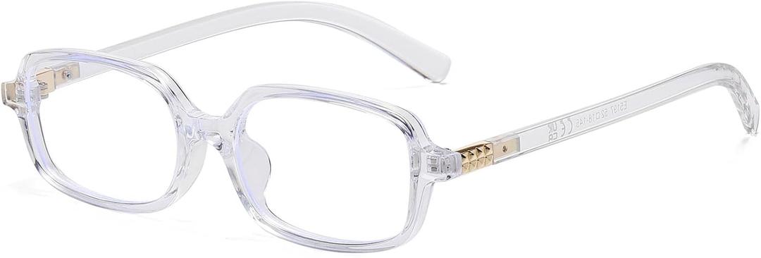 AIEYEZO Retro Rectangular Blue Light Glasses Women Men Fashion Small Square Frame Computer Gaming Glasses (Clear)