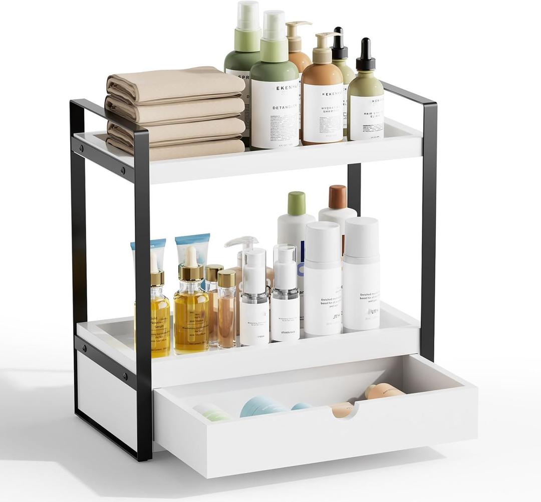 Boulphia 2-Tier Bathroom Organizer (White - New), 13.1 X 6.78 X 13.3 Inches