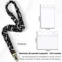 Lanyardio Stretchy Scrunchie Lanyard for ID Badges Keys, Cute Teacher Lanyard for Women with 2 Card Holders 19.6 Inch (Skeleton)