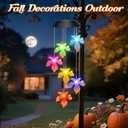Fall Decor Thanksgiving Decorations Birthday Gifts for Women, Winzwon Solar Lights Outdoor Wind Chimes for Outside Garden Yard Patio Porch Decor Hanging Maple Leafed Halloween Autumn Decorations
