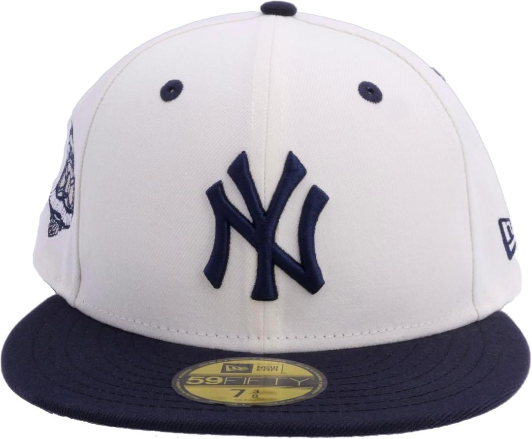 New Era MLB 59FIFTY Cooperstown Authentic Collection Chrome Fitted Hat (7 1/2, New York Yankees, White Black Cooperstown)