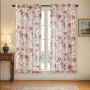 OVZME Crushed Floral Sheer Curtains for Bedroom 63 Inch Length for Living Room 2 Panels Set, Soft Airy Printed Design Textured Light Filtering Drapes, Semi Sheer Bedroom Curtains, Each 42Wx63L inches