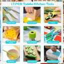 16PCS Montessori Kitchen Tools Cookware Baking Toy, Toddler Baking Set for Real Cooking includes 3 Serrated Edges Plastic Toddler Knives, Cutting Board, Y Peeler, Egg Beater, Toddler Food Picks