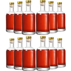 Kaachli Clear Glass Bottles 6 oz - 200ml [Pack of 12] for Beverages Drinks Oil Vinegar Kombucha Beer Water Soda with Cork Stopper Airtight Lid