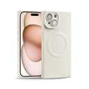 ZhyzRhsm Designed for iPhone 15 Case Silicone Compatible with Magsafe, Camera Lens Protector, Military Grade Shockproof Protective, Rectangle Magnetic Phone Case for iPhone 15 White