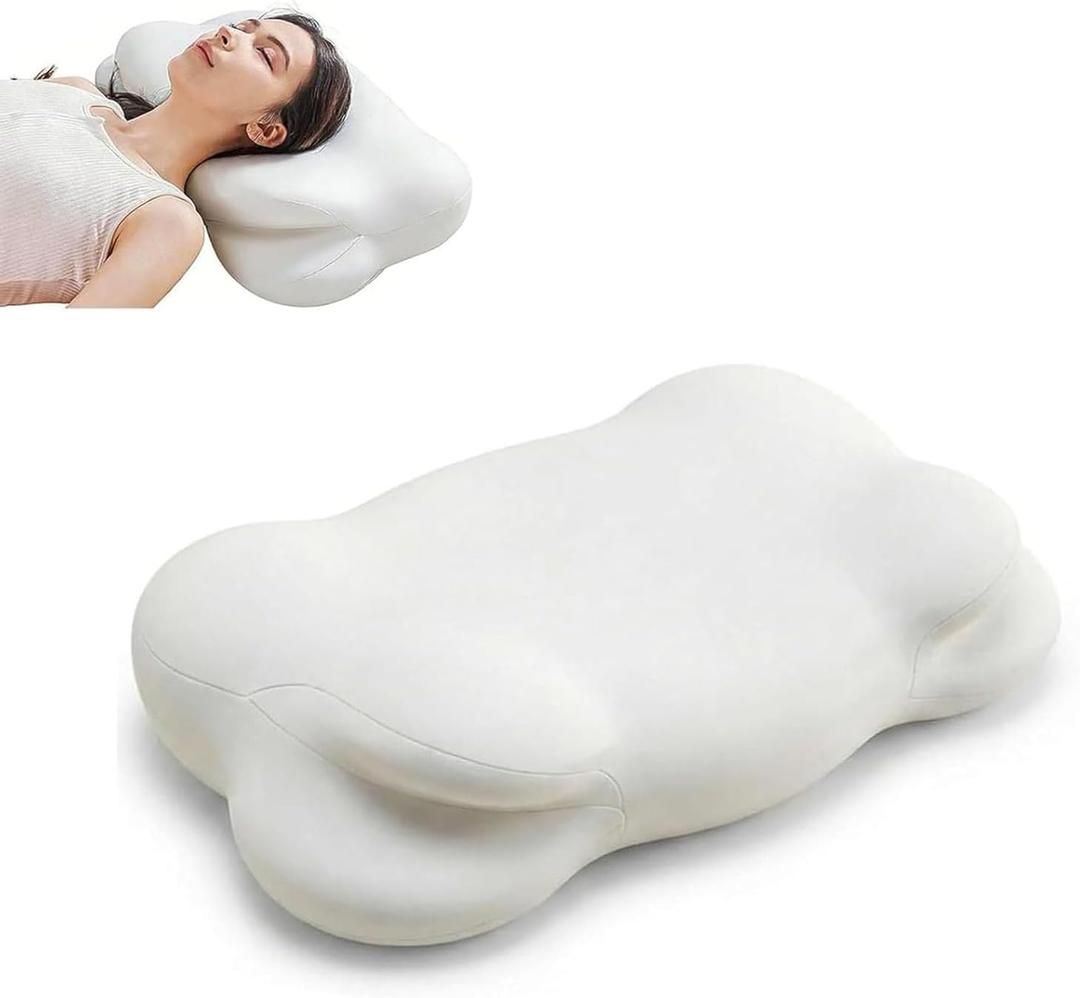 Ergonomic Cloud Neck Pillow Adjustable Memory Foam Cervical Support, Breathable Sleep Pillow for Side, Back, and Stomach Sleepers