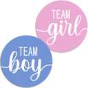 124 Cute Team Girl Team Boy Gender Reveal Theme Stickers, 1 Inch Big Round Glossy Labels, Pink and Blue Decals, Great for Baby Shower Party Favors, DYI Tags, Games and Supplies