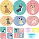 96Pcs Pet Dog Birthday Party Decorations, Disposable Puppy Themed Party Tableware Supplies with Paper Plates Napkins, Pet Dinnerware Decoration Set for Birthday Table Decor