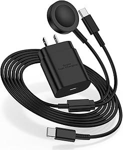 for Samsung Watch Charger Fast Charging,2 in 1 Galaxy Watch Phone Charger 6ft with 25W USBC Charger Compatible with Galaxy Watch 8/7/Ultra/6/6 Classic/5/5Pro/4/4 Classic/3/Active2/1/S24/S23/S22/21/20