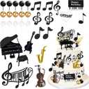 31Pcs Music Cake Toppers Music Notes Cake Decorations with Piano Guitar Violin Cake Toppers for Musician Theme Birthday Party Supplies