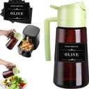 Oil Sprayer for Cooking, 16oz Olive Oil Dispenser Bottle for Kitchen Gadgets, 2 in 1 Adjustable Mist Spray and Precision Pour Spout Dark Brown Bottle with Stickers for Air Fryer, Salad