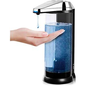 Secura 17oz Automatic Liquid Soap Dispenser, Touchless Battery Operated Hand Soap Dispenser with Adjustable Soap Dispensing Volume Control Dial, Personal Care Dispenser for Household Use (Chrome)