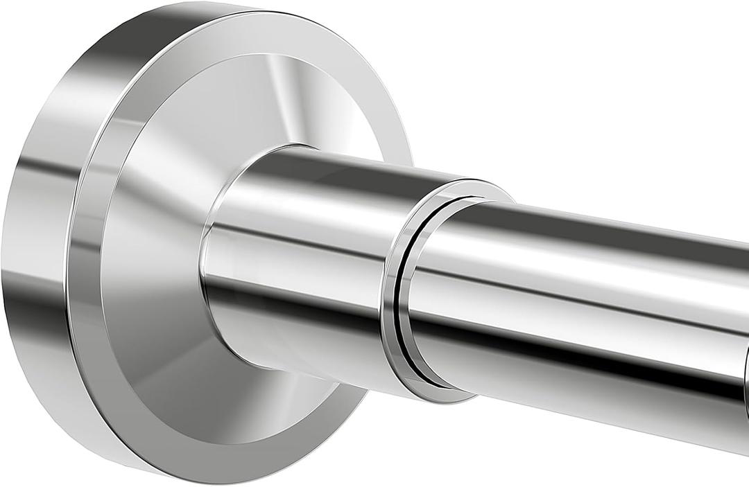 Shower Curtain Rod 32-75 Inches Adjustable, Non-Slip Spring Tension Shower Rod Stainless Steel for Bathroom, No Drilling, Chrome (32-75 Inches, Chrome)