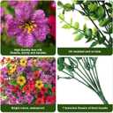 HyeFlora Artificial Flowers for Outdoor Indoor Garden Home Decoration, Faux Flower Daisy with Eucalyptus Leaves Fake Plants Greenery Boxwood Porch Patio, 12 Bundles (6 Multicolor)