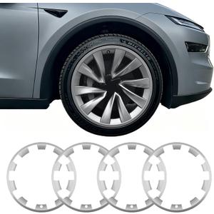 Rim Protector for Model Y Juniper 2025 2026 20” Helix Wheel, ABS+PC Wheel Rim Guard with Scratch & Scuff Protection, Prevents Curb Rash & Scratches, Clip-on Hub Protector Rings