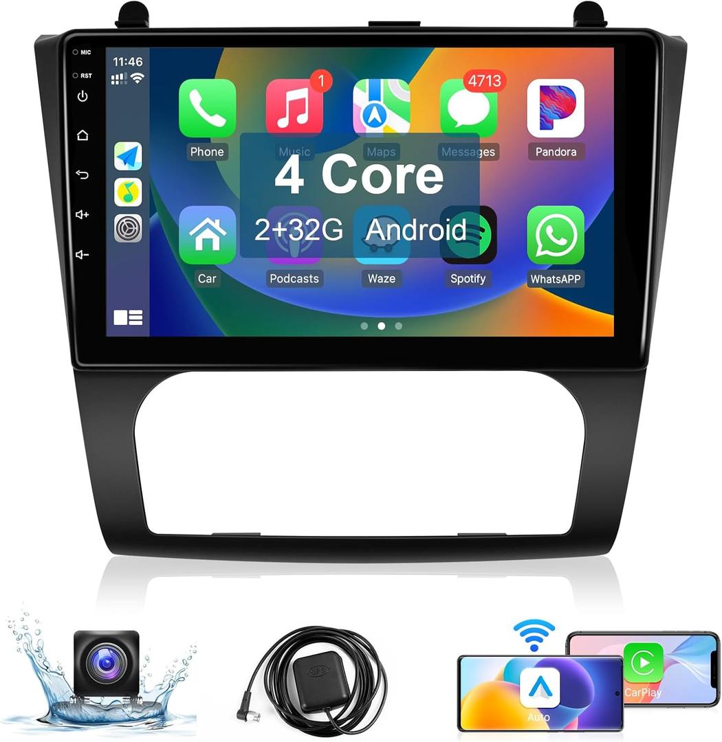 Leadfan Car Radio for Nissan Altima 2008 2009 2010 2011 2012 Stereo Replacement with Wireless Carplay Android Auto, 9 Touchscreen in-Dash Bluetooth WIFI GPS Navigation SWC Backup Camera (Auto AC)
