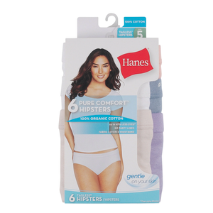 Hanes Women's 6pk Pure Comfort Organic Cotton Hipster Underwear - Assorted