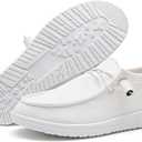 Womens Loafers Women Shoes Casual Slip-On Canvas Shoes Breathable Lightweight Boat Shoes for Women (8, White24002)