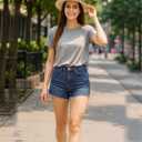 Liloak Womens Pack of Washed Denim Jean Shorts Mid Rise Casual Ripped Frayed Hem Summer Hot Shorts Pack (Black, M)