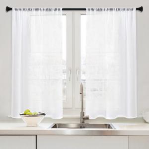 MRTREES White Sheer Tier Curtains - 40 Inch Long, 2 Panel Set for Small Half Windows - Light Filtering, Rod Pocket Voile Cafe Curtains for Kitchen, Bathroom & Dining Room