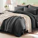 Anluoer Dark Grey California King Comforter Set 7 Pieces, Bed in a Bag with Sheets, All Season Bedding Sets with 1 Comforter, 2 Pillow Shams, 2 Pillowcases, 1 Flat Sheet, 1 Fitted Sheet