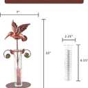 Topadorn Rain Gauge Outdoor, Accurate Glass Tube with Metal Stand, 7 inch Hummingbird Rain Gauge for Lawn, Deck, Yard and Garden