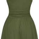 AUXDIO Women Summer Casual Strapless Romper Sleeveless Off Shoulder Short Jumpsuits 2026 Beach Vacation Clothes (Green, L)