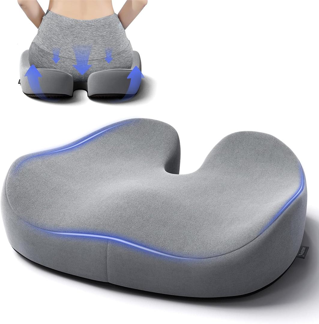 Seat Cushions for Office Chairs - Large Office Chair Cushion for Butt - Memory Foam Seat Cushion for Tailbone Pain Relief | 18.1x16.5 Inches (Dark Grey)