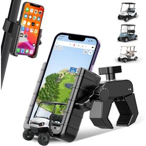 Upgraded Golf Cart Phone Mount Holder Compatible with EZGO/Club Car, 360 Rotatable One-Handed Pick & Place Universal Compatible with iPhone Galaxy Google Pixel, Golf Cart Accessories