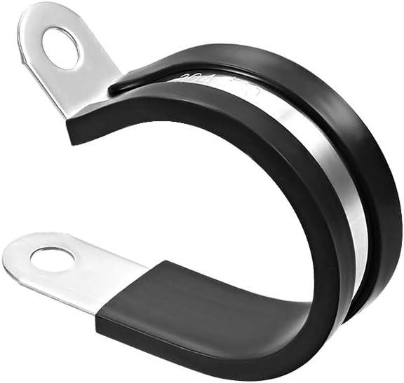UXCELL 1-3/16" (30mm) Stainless Steel Rubber Cushioned Insulated R Shape Metal Clamp 5 Pcs