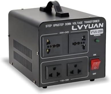 LVYUAN Voltage Converter Transformer 1000 Watt Step Up/Down Convert from 110V-120V to 220V-240Vt and from 220V-240V to 110V-120V with 2 US outlets, 2 Universal outlets, Resettable Circuit Breaker