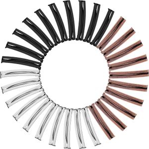 Hotop 30 Pieces Hair Clip, Open Center Domed Metal Barrettes, Assorted Colors (Black, Brown, Silver), Universal Size, Lightweight, Durable, for Girls and Women