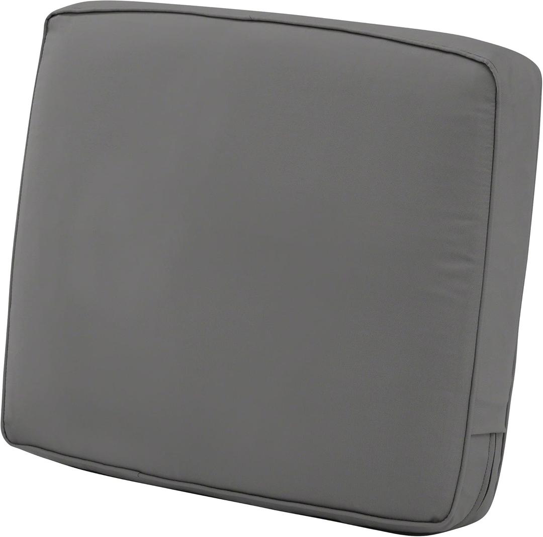 Classic Accessories Montlake Water-Resistant 25 x 22 x 4 Inch Patio Lounge Back Cushion, Light Charcoal Grey, Outdoor Loveseat Cushions