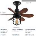 Garwarm 20IN Ceiling Fans with Lights, Socket Fan Light with Remote, Screw in Ceiling Fan in Light Socket Small Ceiling Fan for Garage,Bedroom, Kitchen, Living Room(Bulb not Included)