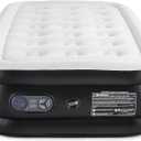 Air Mattress Full with Built in Pump,18'' Twin Size Inflatable Mattress of Upgraded Vertical Beams,3 Mins Inflation/Deflation Inflables,Flocked Top Airbed with Carry Bag for Home, Camping