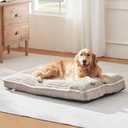 Dog Bed for Large Dogs, Dog Mattress with Pillow for Crate Kennel, Sofa pet Bed, Super Soft pet Bed for Medium, Jumbo, Small Dogs Breeds (Beige, Large:(36"x23"x3")
